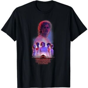 Stranger Things Black Graphic T-Shirt